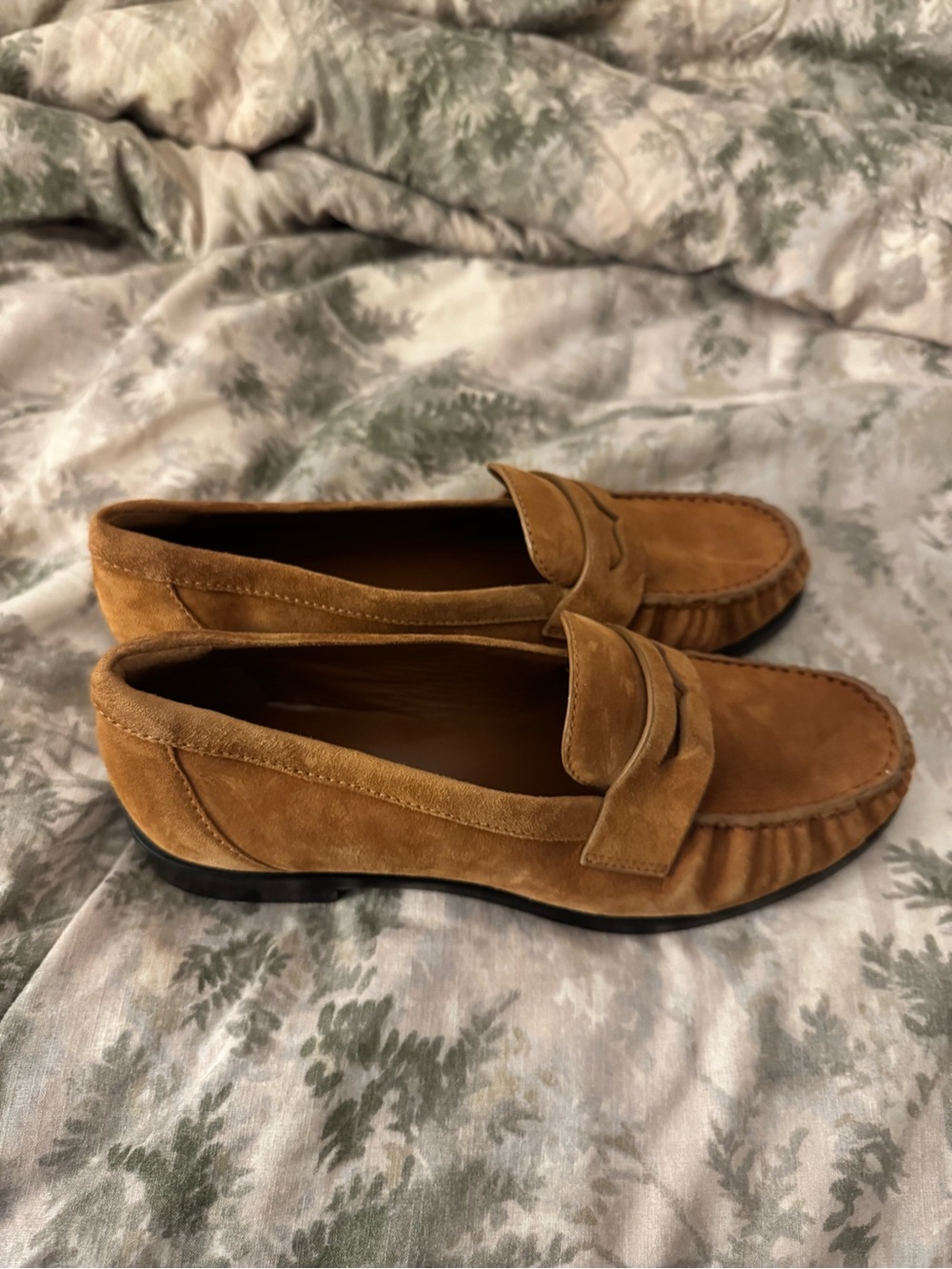 Reformation Suede Penny Loafers in Brown - Picture 5 of 8